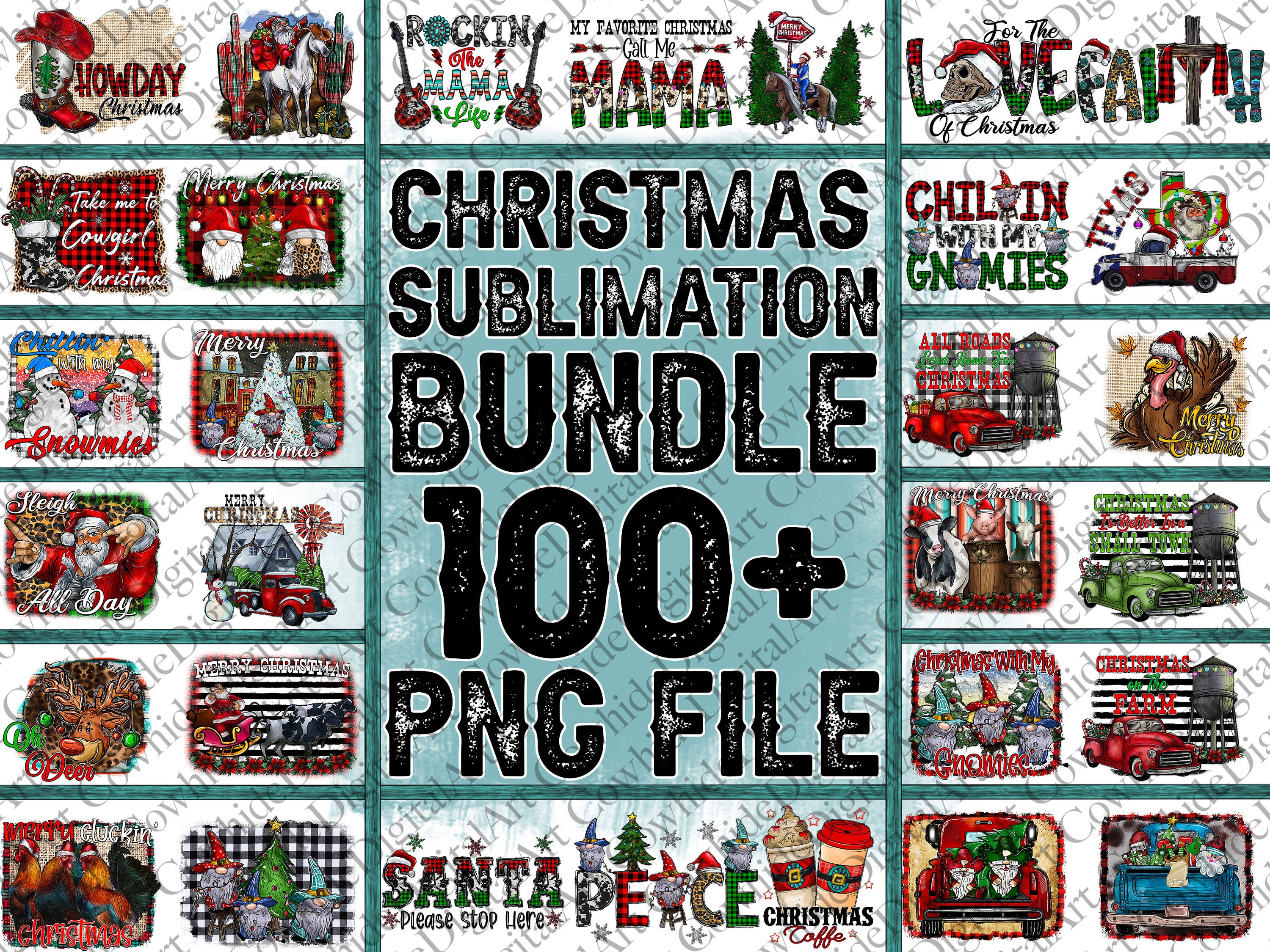 Christmas Bundle Png, 100 png,Merry Christmas Png, Christmas Png, Cowhide, Western PNG, Santa Claus, Sublimation Designs, Digital Download