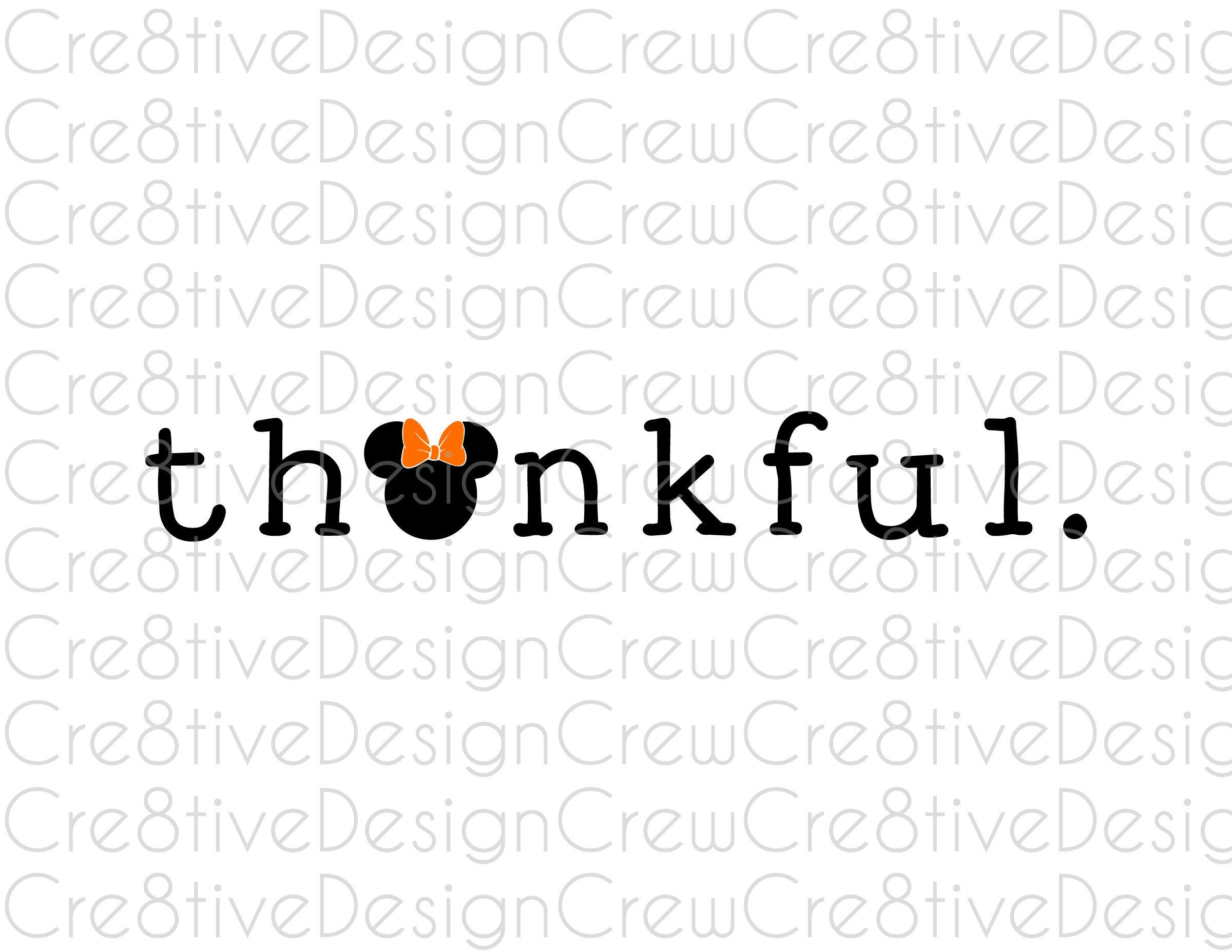 Minnie Thankful SVG, Mickey Thanksgiving SVG, Fall, Autumn, Cricut, Silhouette, Digital file Active