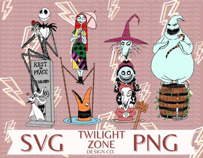 Nightmare Stretching room characters SVG | easy cut file for Cricut, Layered by colour. PNG | colour file for printing and sublimination