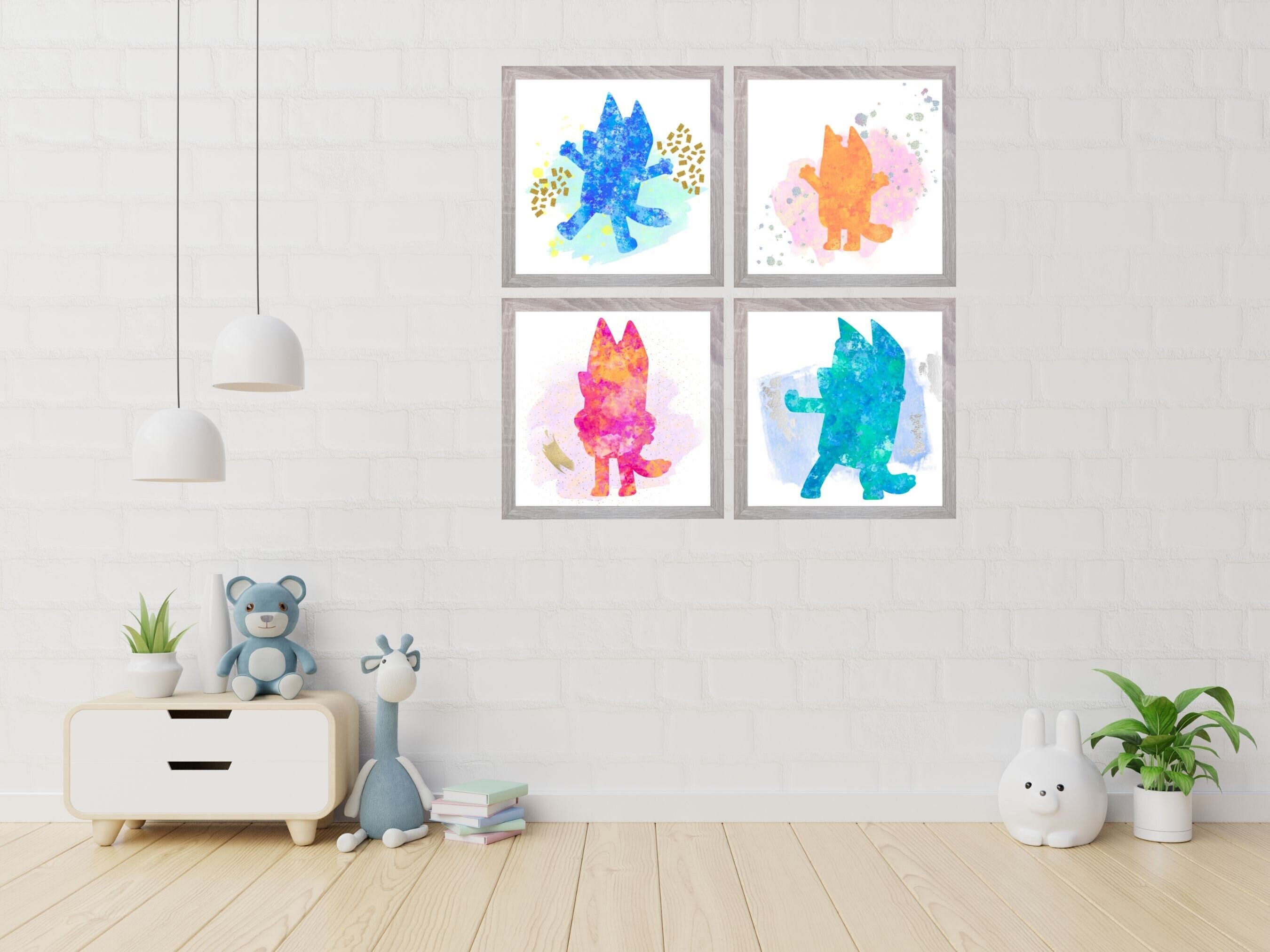 Bluey Wall Art  |  Digital Art Download  |  Baby, Nursery, Kids Room  |  4 Printables  |  Bluey, Bingo, Chilli, Bandit