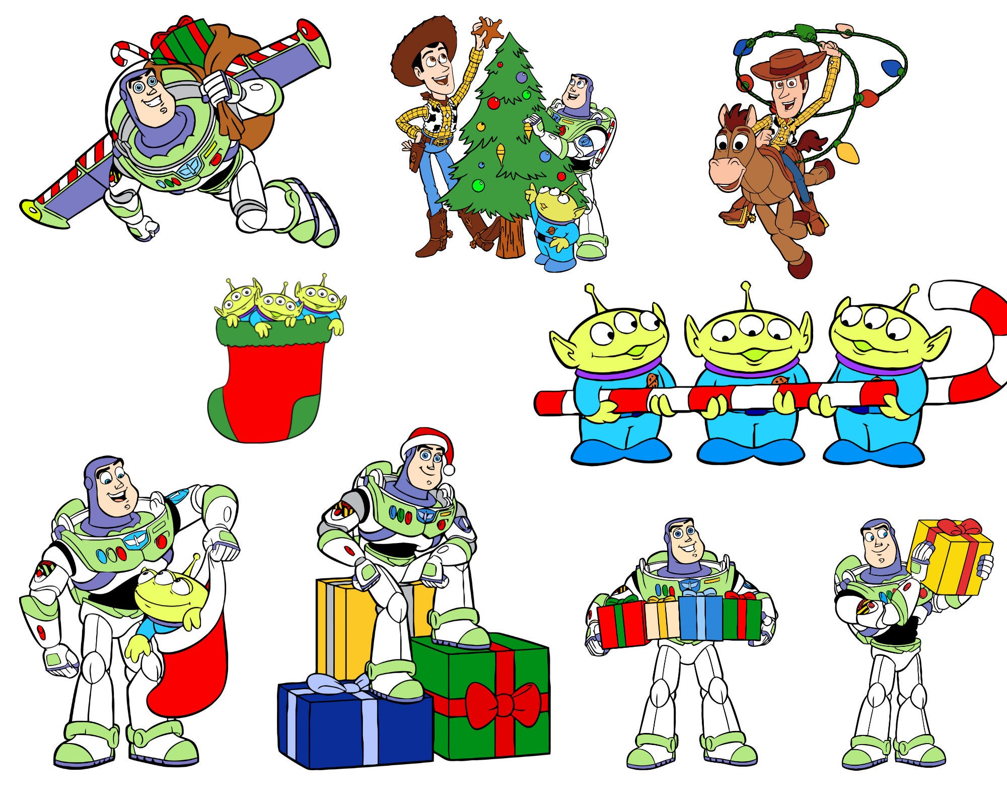 Toy Story christmas  9 items in SVG, jpg ,Pdf ,Png and Eps digital download