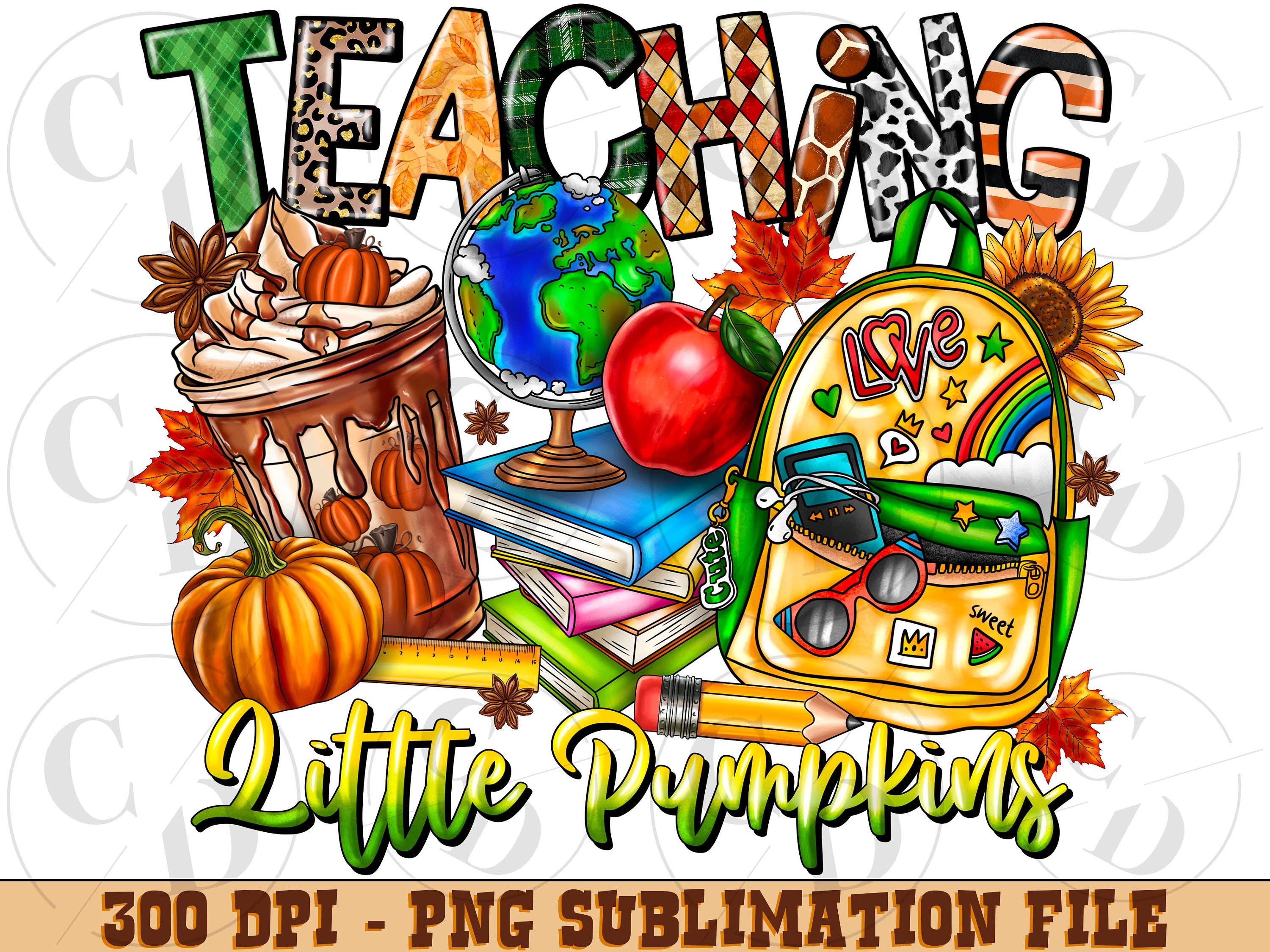 Teaching Little Pumpkins Png Sublimation Design, School Thanksgiving Png, Teacher Png,Fall Leaves Png,Pumpkin Png,Fall Png, Digital Download