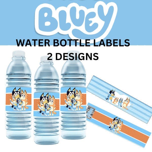 Bluey and Bingo Theme Party Water Bottle Labels Download Print at Home