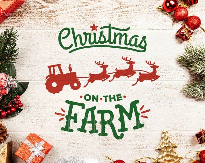 Christmas on the farm svg, Santas Sleigh SVG, Christmas farm svg, Santa with Reindeer SVG, Christmas Svg Cut File for Circuit Silhouette