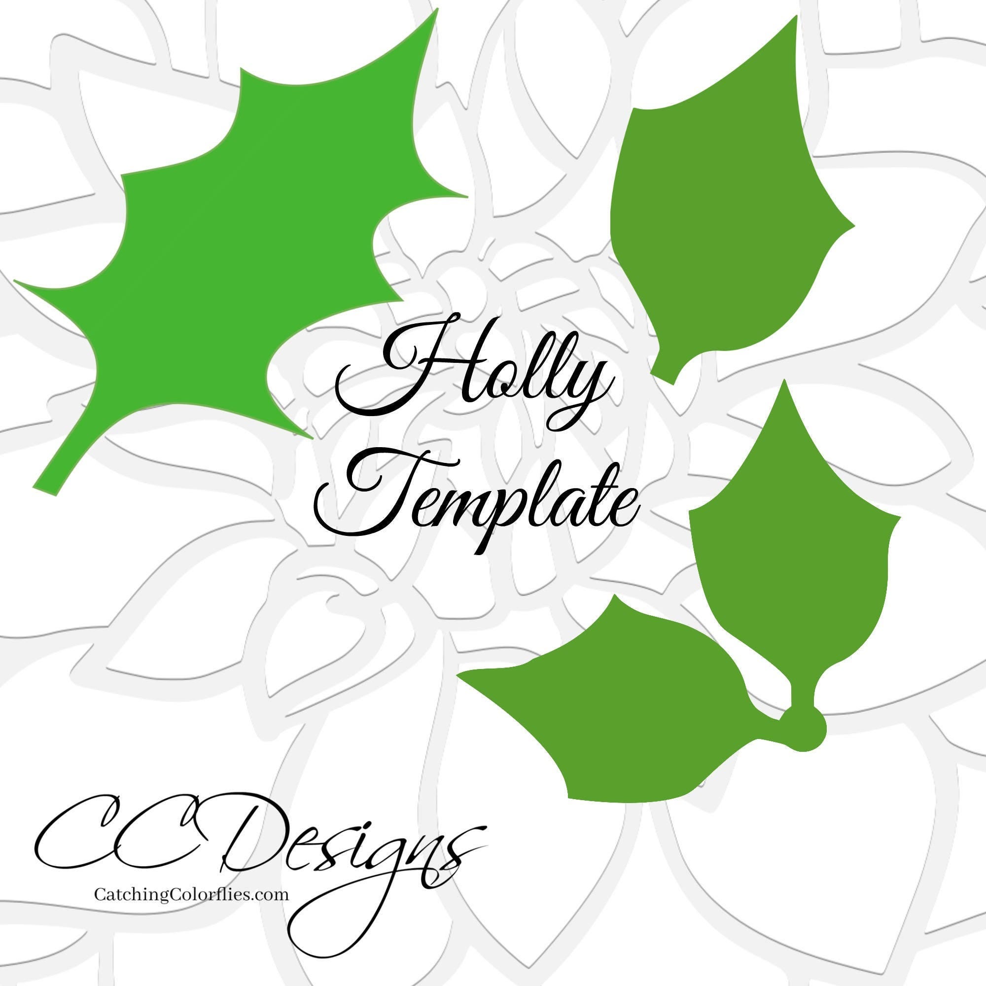Holly Leaf Template, Christmas SVG, Christmas Decor, Holly SVG Cut Files, Paper Flowers, Christmas SVG Files, Svg for Cricut or Silhouette