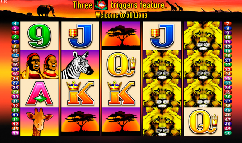 Play 50 lions slot machine online