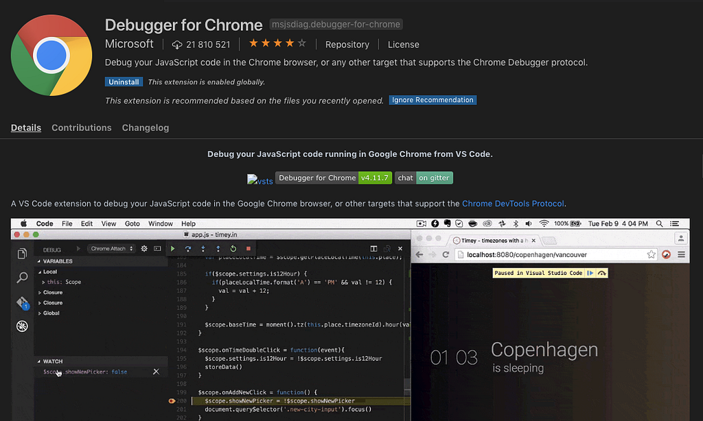 Расширения для vs code. Debugger в chrome. chrome дебаггер javascript. vs code полезные расширения.