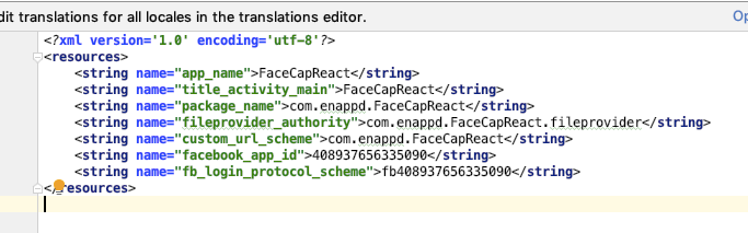 Add your Facebook app ID in Android project\u200a—\u200aIonic React Capacitor Facebook login