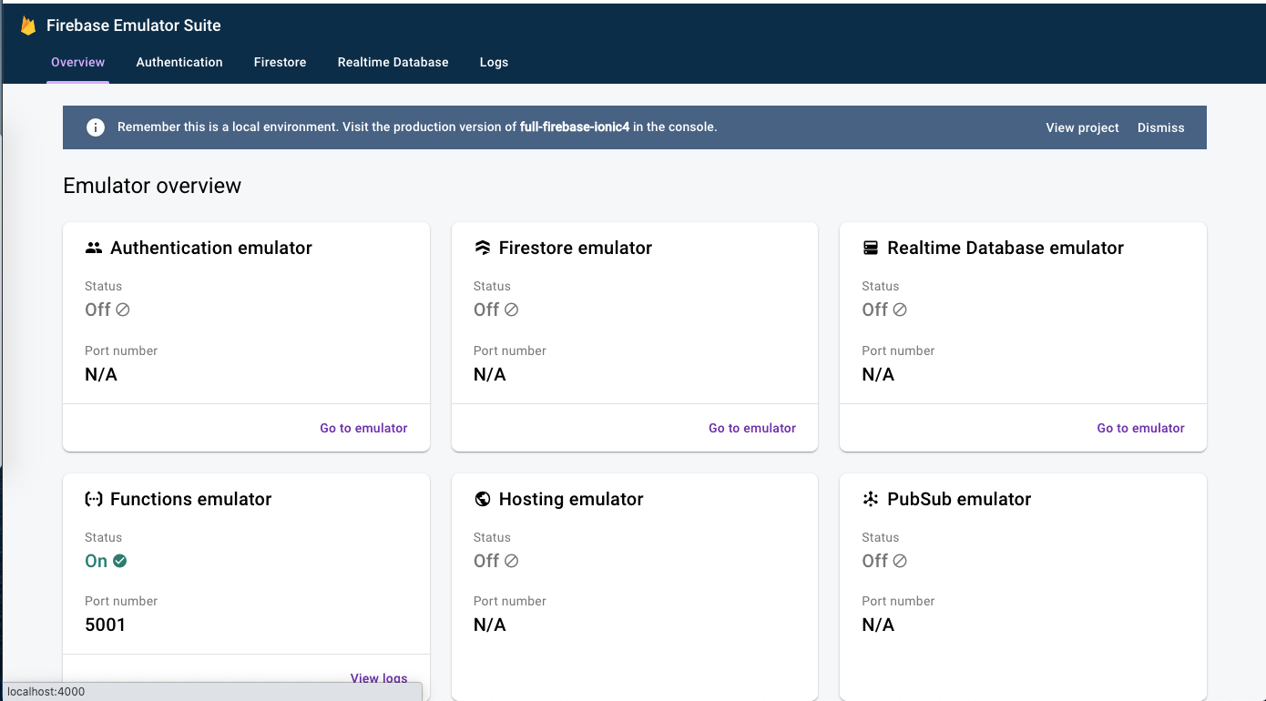 Firebase emulator allows you to see the Firebase project and all data locally