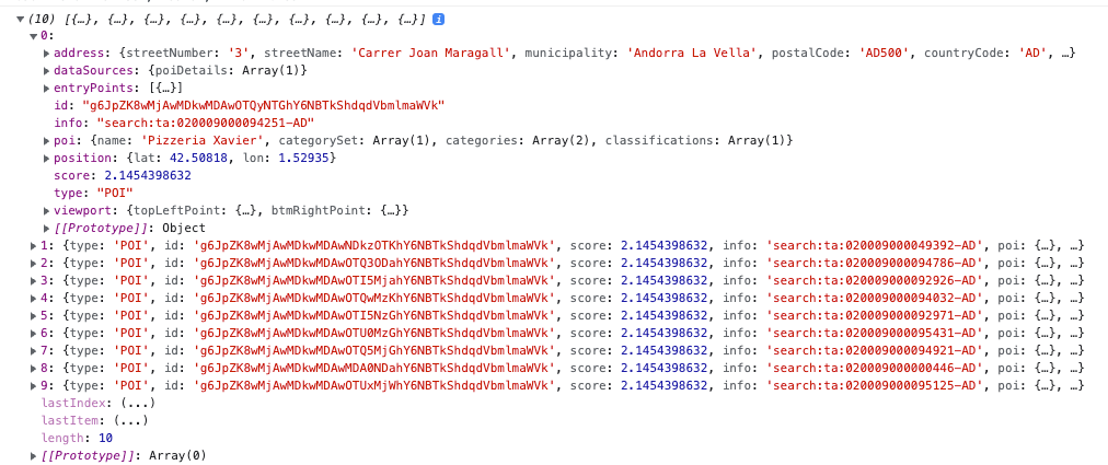 Fuzzy search API results from TomTom