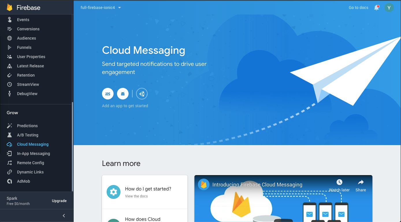 Cloud messaging section of Firebase console\u200a—\u200aYou can send push notifications from here