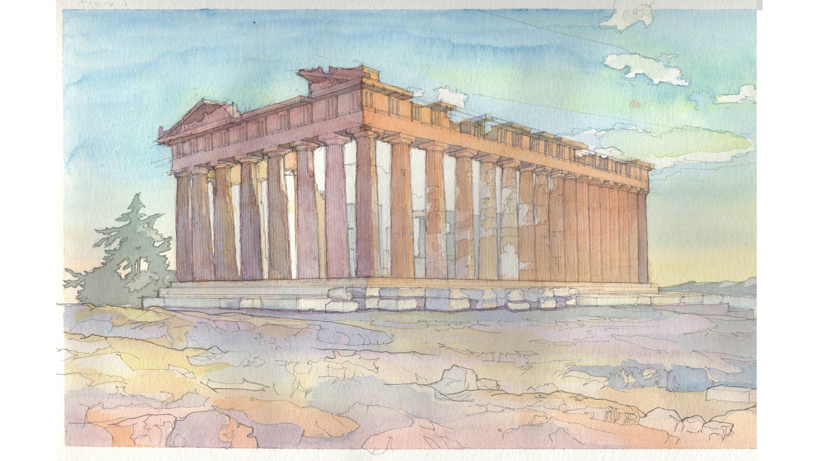Рисунок по истории древняя греция. Древнегреческий храм Парфенон 4 класс.