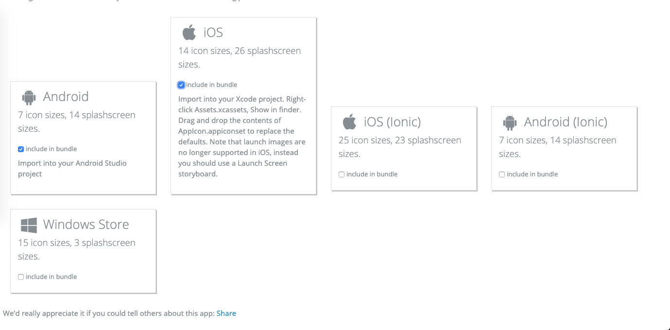Select iOS and Android bundle in ApeTools