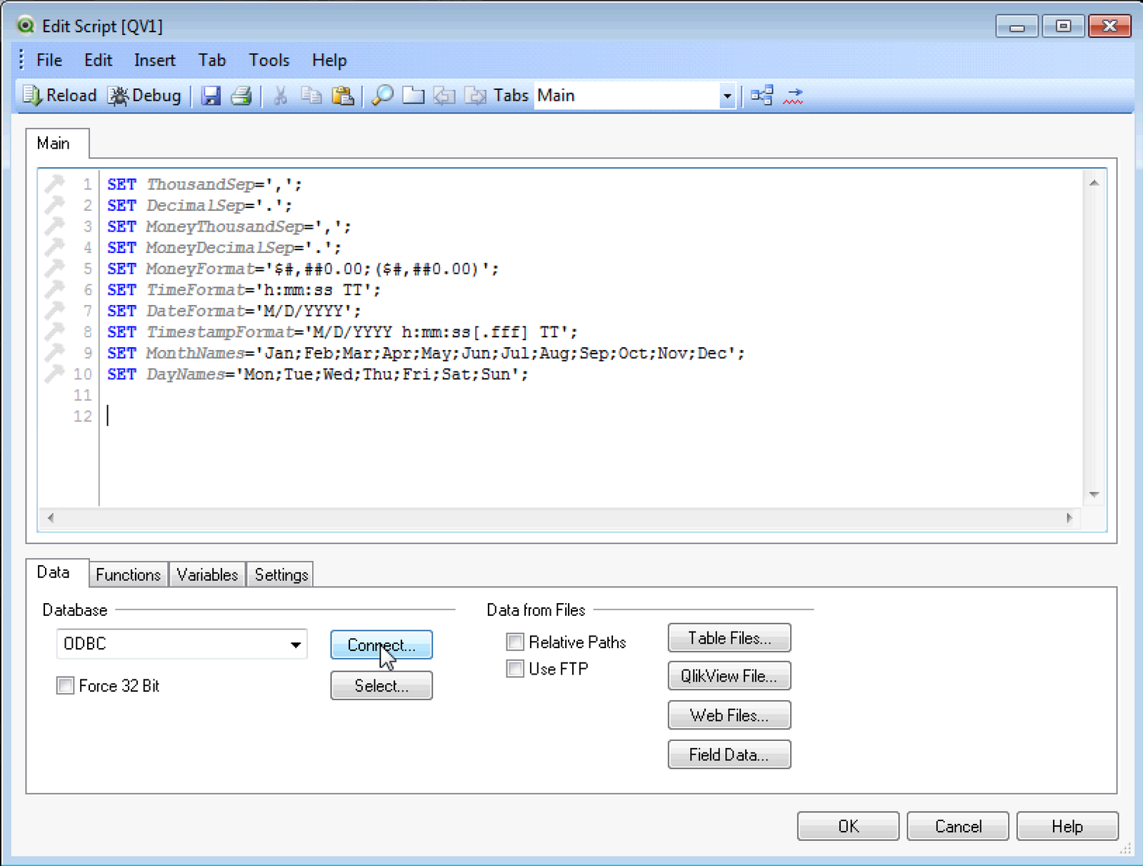 Use load script. Агрегатные функции sql. script editor.