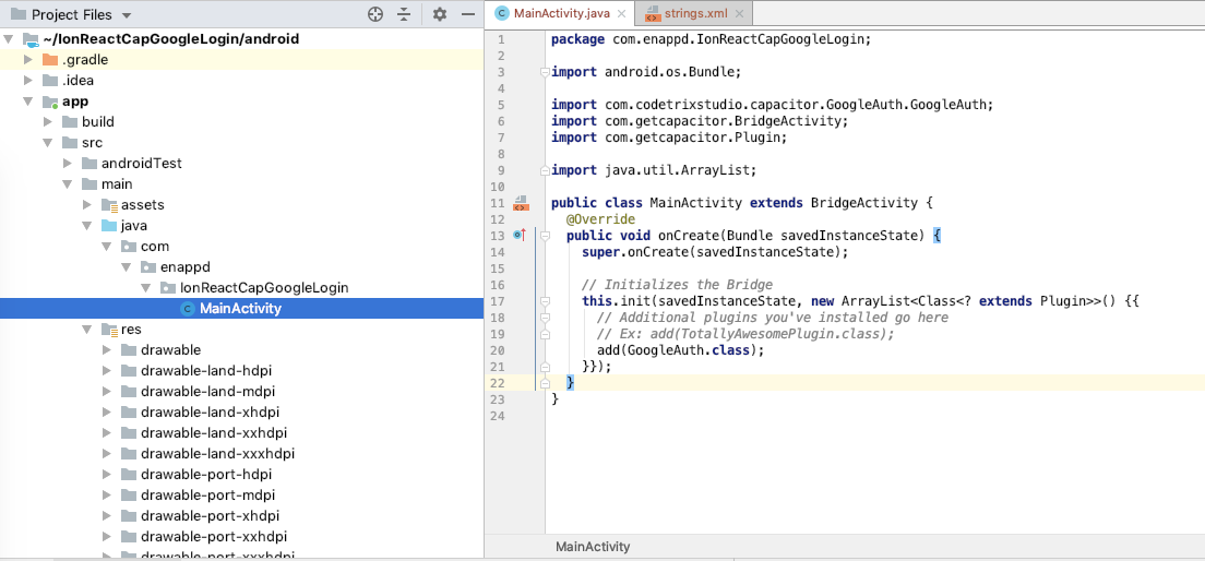 Import Google Auth plugin in Android Project