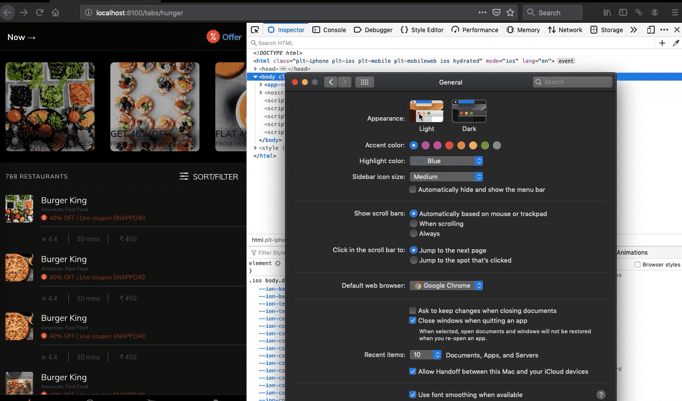 Unsupported browser CSS changes on system wide dark mode change\u200a—\u200aMacOS