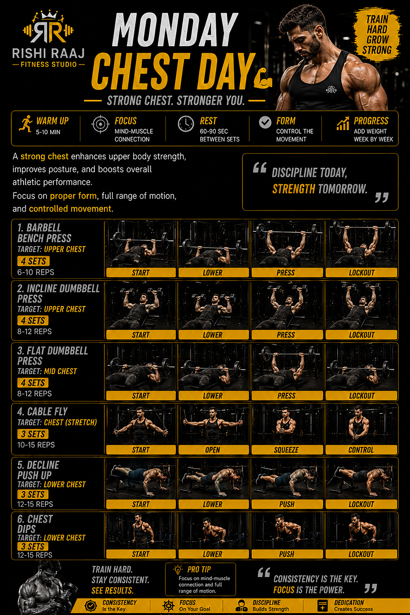 Monday Chest Day Workout: 6 Exercises for Strength, Size & Better Chest Development