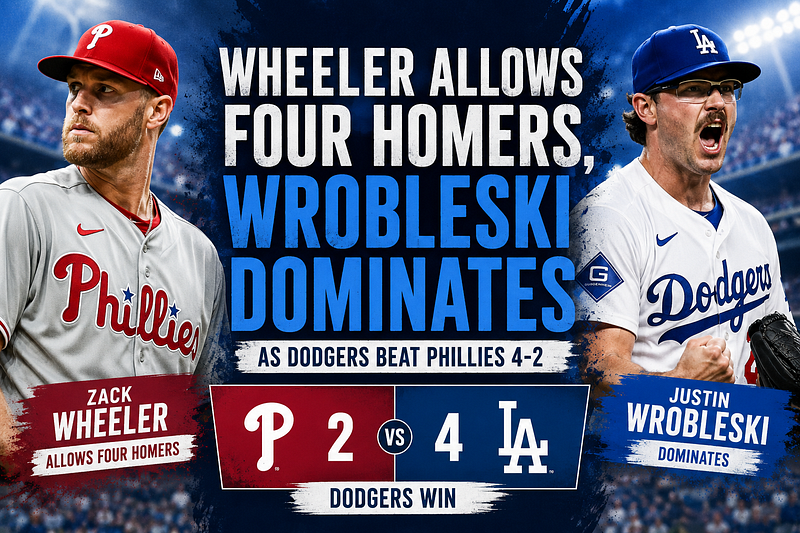 Wheeler Allows Four Homers as Dodgers Defeat Phillies 4–2