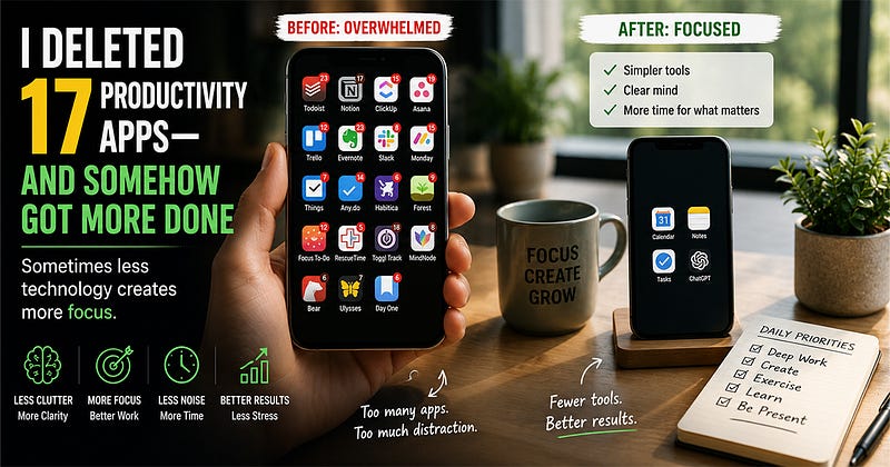 I Deleted 17 Productivity Apps — And Somehow Got More Done