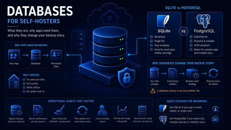 Databases for self-hosters: what they are, why apps need them, and why they change your backup…