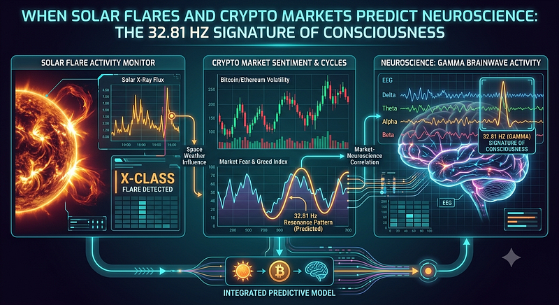 When Solar Flares and Crypto Markets Predict Neuroscience: The 32.81 Hz Signature of Consciousness
