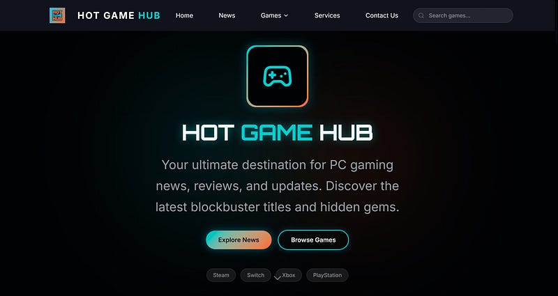 A Simple Gaming Website That Combines Game Pages and Articles