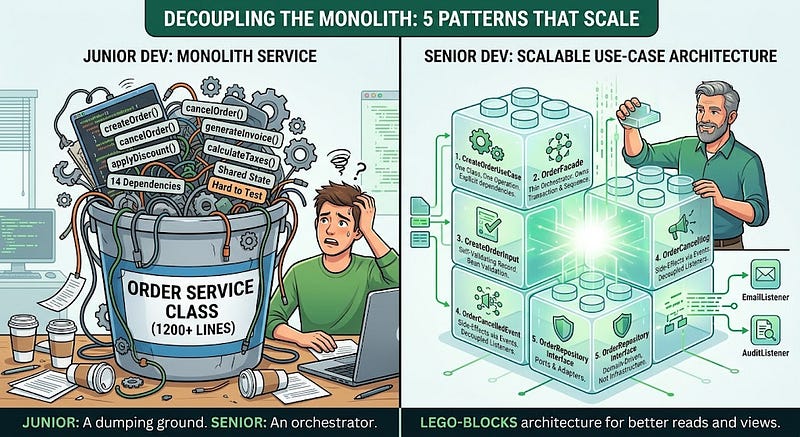 Junior Devs Write Huge Service Classes. Senior Devs Use These 5 Patterns That Scale.