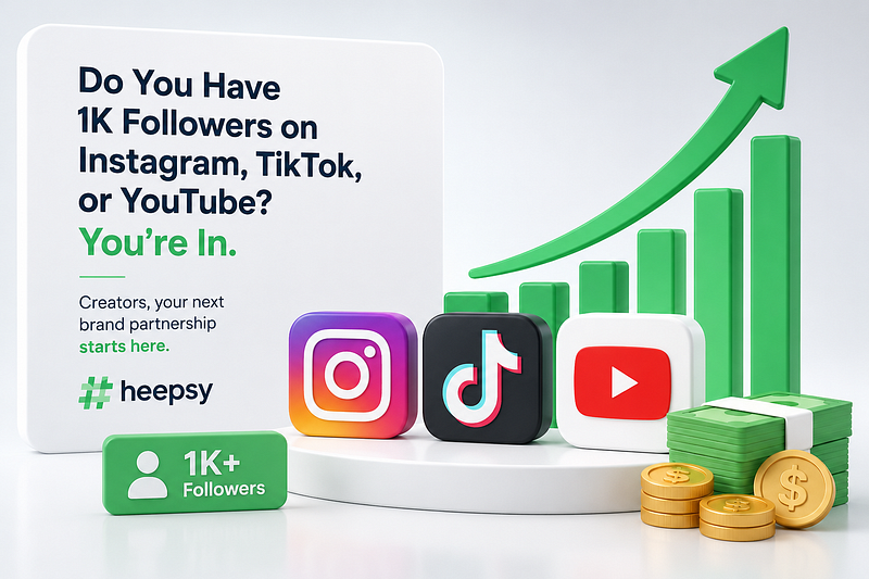 Got 1K Followers on Insta, TikTok, or YouTube? You’re In.
