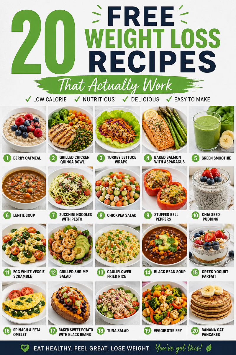 20 Free Weight Loss Recipes That Actually work (+ Full Shopping List)