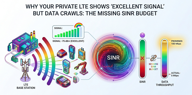 Why Your Private LTE Shows “Excellent Signal” But Data Crawls: The Missing SINR Budget