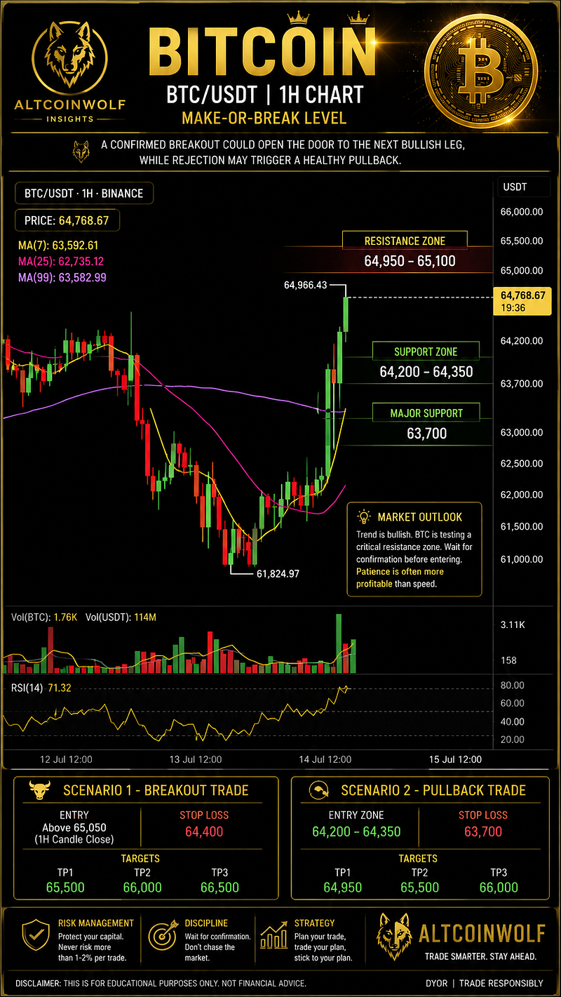 Bitcoin at a Make-or-Break Level: Will BTC Break Above $65K or Face a Healthy Pullback?