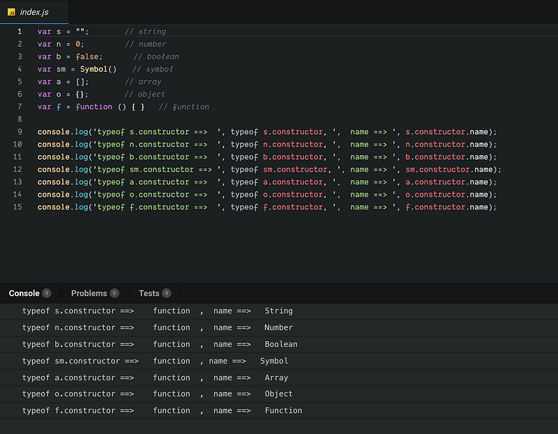 Typeof JAVASCRIPT код.