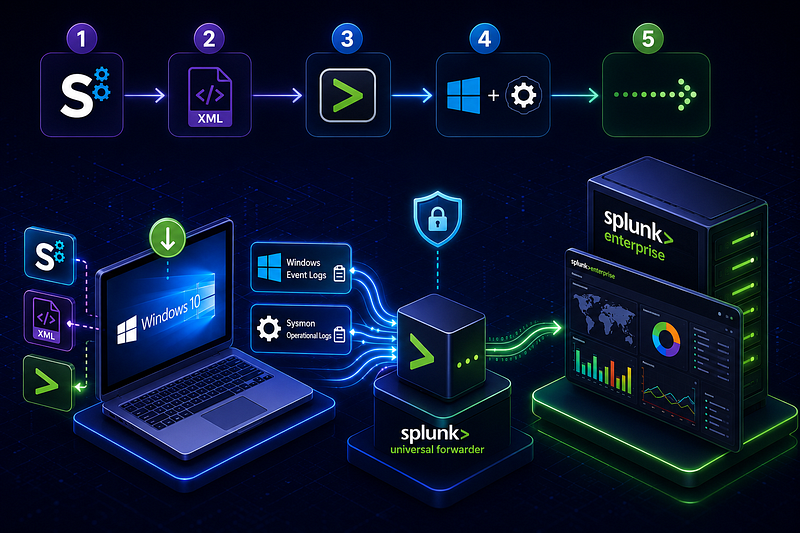 Building a Windows Log Pipeline: Sysmon + Splunk Universal Forwarder + Splunk Enterprise
