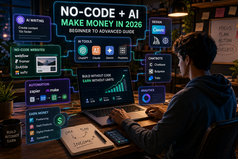 No-Code + AI: How Non-Tech People Are Making Money in 2026 (Beginner to Advanced Guide)