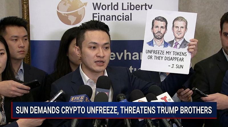 Justin Sun Threatens to Kidnap Trump Boys Unless World Liberty Financial Unfreezes His Crypto