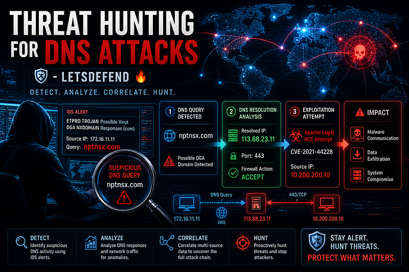 Threat Hunting for DNS Attacks -LetsDefend